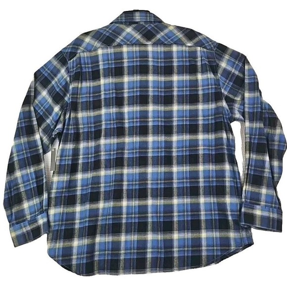 Old Navy ~Men's Size XXL~ Blue/Yellow Plaid Flannel Shirt 100% Cotton NWT. - Picture 4 of 9